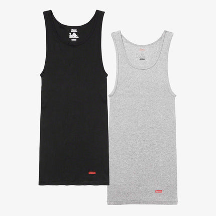 Supreme x Hanes Tagless Tank Top (1 Single Tank Top of Each) Black and Heather Grey | SOLE SERIOUSS [1]