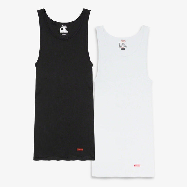 Supreme x Hanes Tagless Tank Top (1 Single Tank Top of Each) Black and White | SOLE SERIOUSS [1]