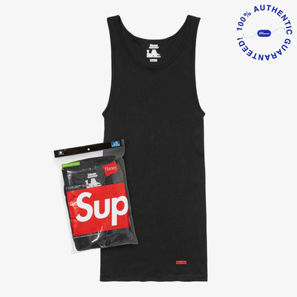 Supreme x Hanes Tagless Tank Tops (Full Pack) Black | SOLE SERIOUSS [1]