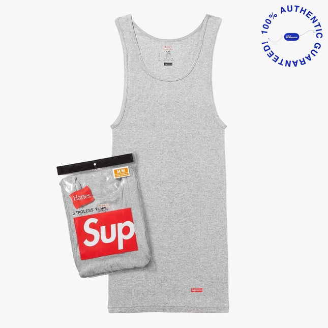 Supreme x Hanes Tagless Tank Tops (Full Pack) Heather Grey | SOLE SERIOUSS [1]