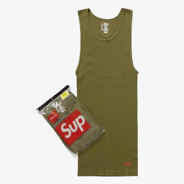 Supreme x Hanes Tagless Tank Tops (Full Pack of 3) Olive (SS22) | SOLE SERIOUSS [1]