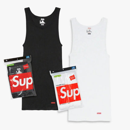 Supreme x Hanes Tagless Tank Tops (Full Pack of Each) Black and White | SOLE SERIOUSS [1]
