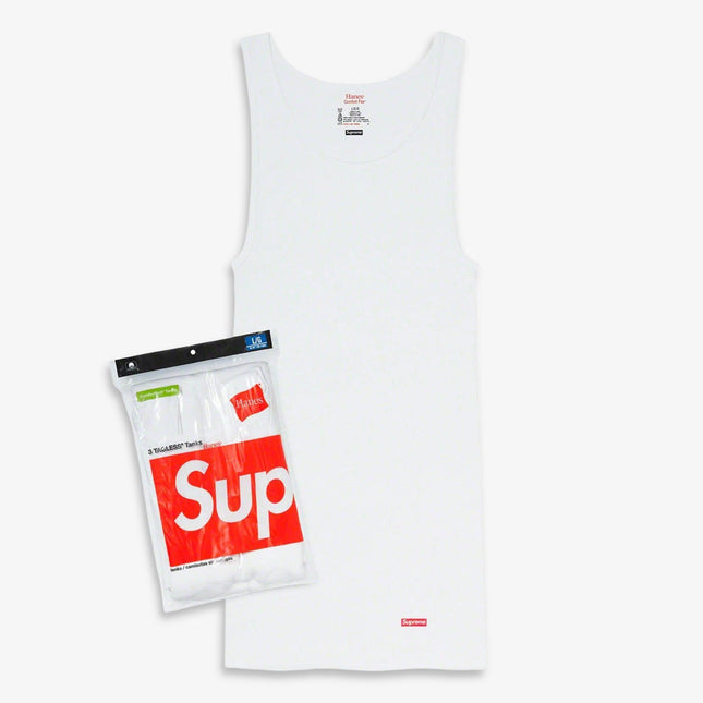 Supreme x Hanes Tagless Tank Tops (Full Pack of Each) White and Heather Grey | SOLE SERIOUSS [2]