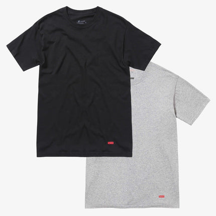 Supreme x Hanes Tagless Tee (1 Single Tee of Each) Black and Heather Grey | SOLE SERIOUSS [1]