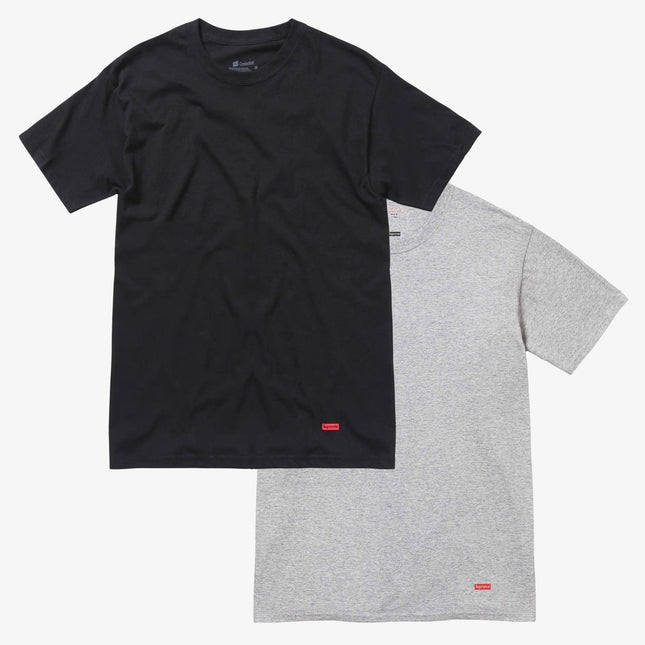 Supreme x Hanes Tagless Tee (1 Single Tee of Each) Black and Heather Grey | SOLE SERIOUSS [1]