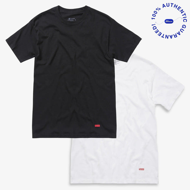 Supreme x Hanes Tagless Tee (1 Single Tee of Each) Black and White | SOLE SERIOUSS [1]