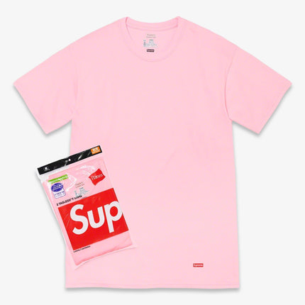 Supreme x Hanes Tagless Tees (2 Pack) Pink FW21 - SOLE SERIOUSS (1)