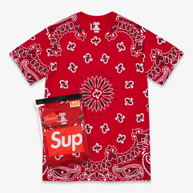 Supreme x Hanes Tagless Tees 'Bandana' (2 Pack) Red (FW22) | SOLE SERIOUSS [1]