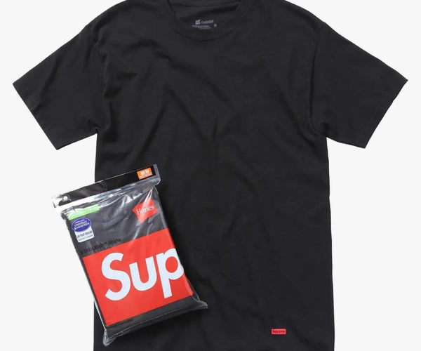 Supreme x Hanes Tagless Tees (Full Pack) Black – SOLE SERIOUSS