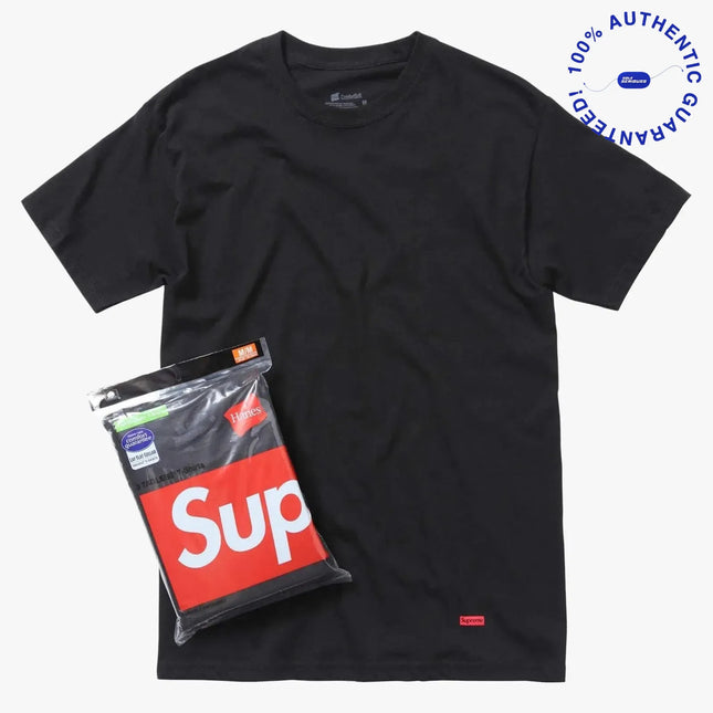 Supreme x Hanes Tagless Tees (Full Pack) Black | SOLE SERIOUSS [1]