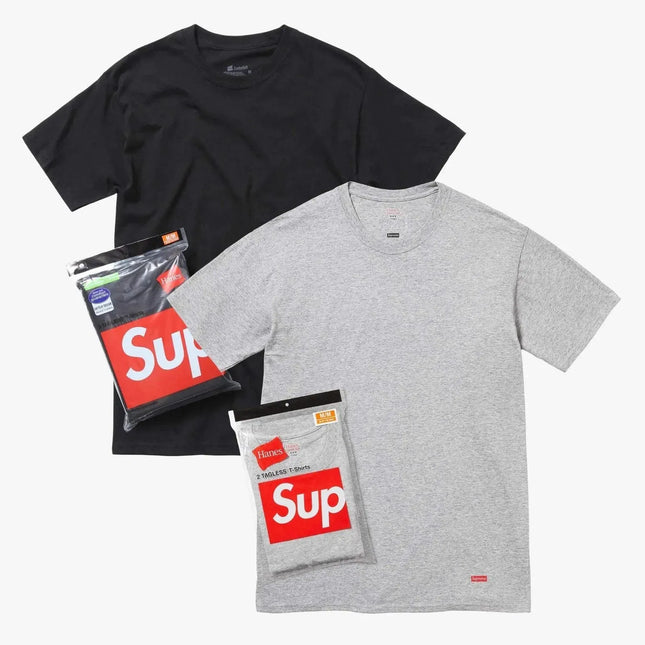 Supreme x Hanes Tagless Tees (Full Pack of Each) Black and Heather Grey | SOLE SERIOUSS [1]