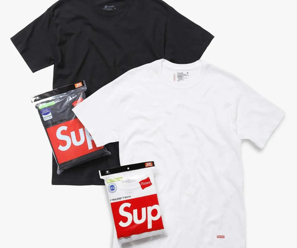Supreme x Hanes Tagless Tees (Full Pack of Each) Black and White