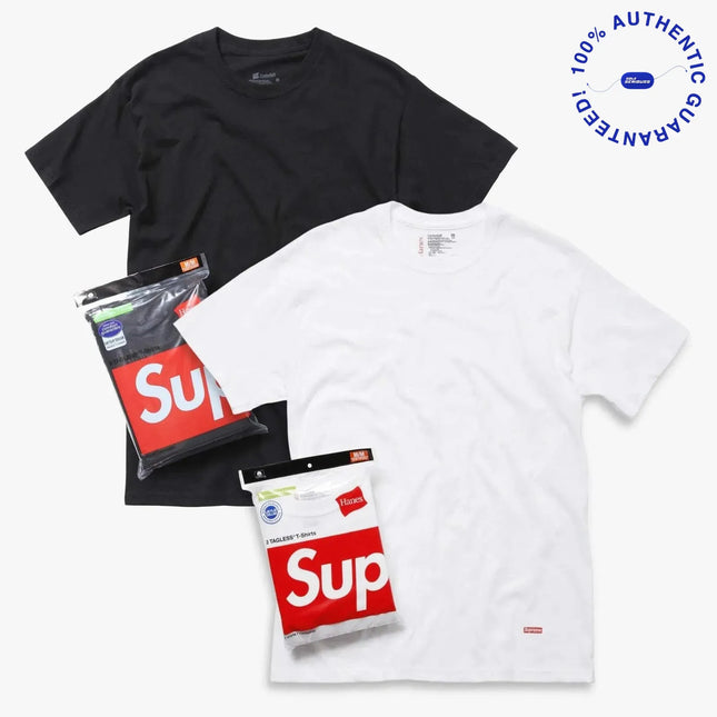 Supreme x Hanes Tagless Tees (Full Pack of Each) Black and White | SOLE SERIOUSS [1]