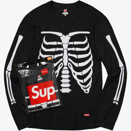 Supreme x Hanes Thermal Crew (1 Pack) 'Bones' Black (FW21) | SOLE SERIOUSS [1]