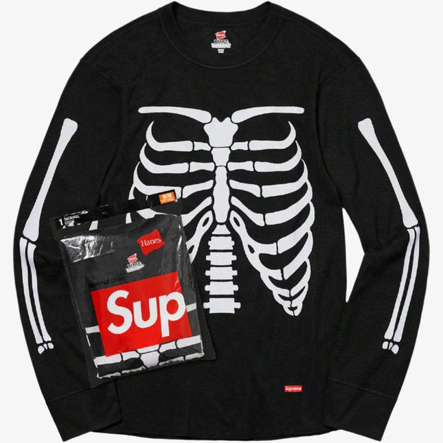 Supreme x Hanes Thermal Crew (1 Pack) 'Bones' Black (FW21) | SOLE SERIOUSS [1]