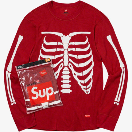 Supreme x Hanes Thermal Crew (1 Pack) 'Bones' Red (FW21) - SOLE SERIOUSS (1)