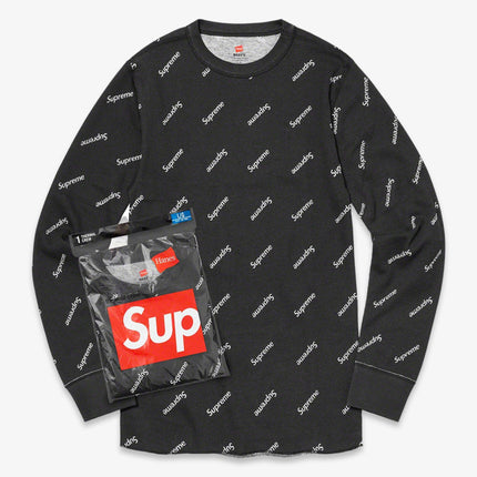 Supreme x Hanes Thermal Crew (1 Pack) 'Logos' Black (FW20) | SOLE SERIOUSS [1]