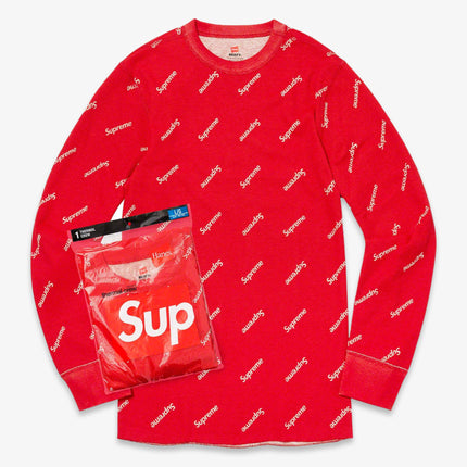 Supreme x Hanes Thermal Crew (1 Pack) 'Red Logos' (FW20) - SOLE SERIOUSS (1)