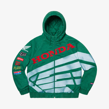 Supreme x Honda x Fox Racing Puffy Zip Up Jacket Green (FW19) - SOLE SERIOUSS (1)