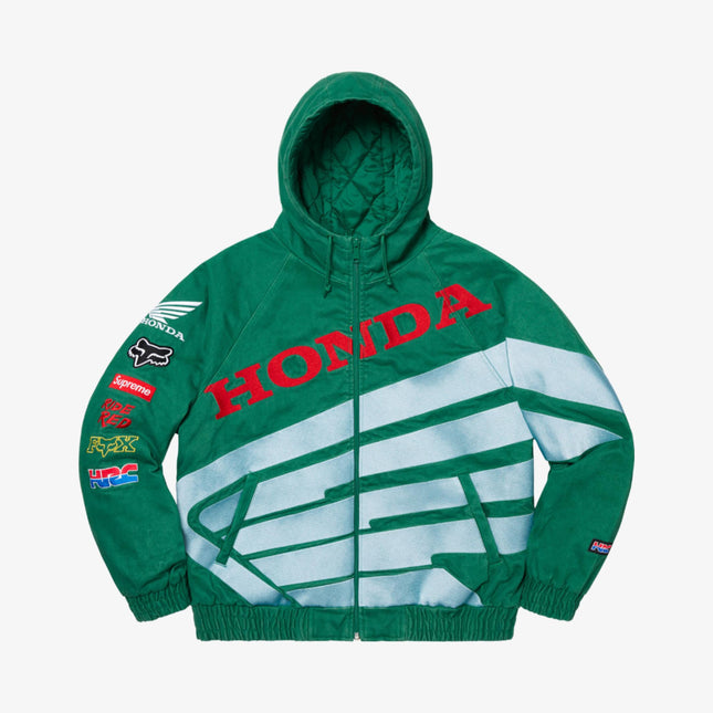 Supreme x Honda x Fox Racing Puffy Zip Up Jacket Green (FW19) - SOLE SERIOUSS (1)