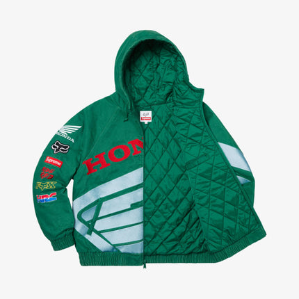 Supreme x Honda x Fox Racing Puffy Zip Up Jacket Green (FW19) - SOLE SERIOUSS (2)