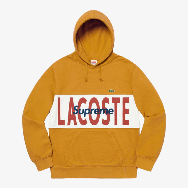 Supreme x LACOSTE Hooded Sweatshirt 'Logo Panel' Gold (FW19) - SOLE SERIOUSS (1)