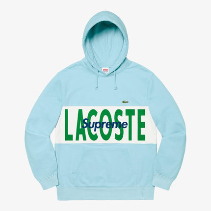 Supreme x LACOSTE Hooded Sweatshirt 'Logo Panel' Light Blue (FW19) - SOLE SERIOUSS (1)