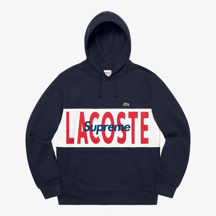 Supreme x LACOSTE Hooded Sweatshirt 'Logo Panel' Navy (FW19) - SOLE SERIOUSS (1)