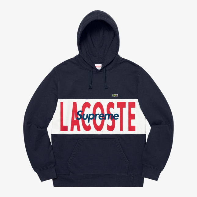 Supreme x LACOSTE Hooded Sweatshirt 'Logo Panel' Navy (FW19) - SOLE SERIOUSS (1)