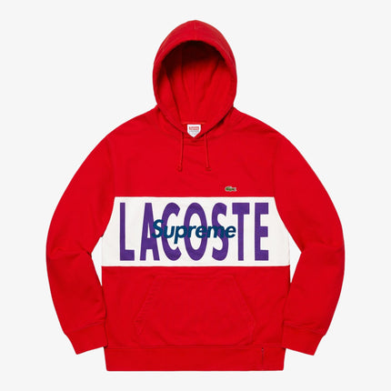 Supreme x LACOSTE Hooded Sweatshirt 'Logo Panel' Red (FW19) - SOLE SERIOUSS (1)