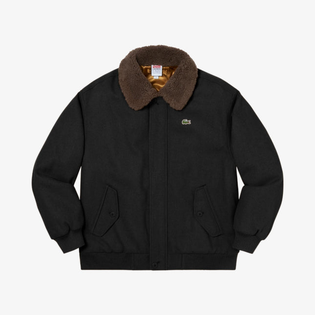 Supreme x LACOSTE Wool Bomber Jacket Black (FW19) - SOLE SERIOUSS (1)