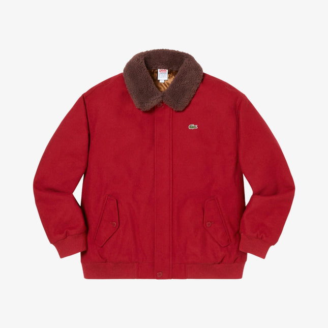 Supreme x LACOSTE Wool Bomber Jacket Red (FW19) - SOLE SERIOUSS (1)