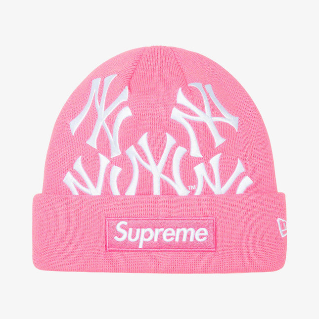 Supreme x MLB New York Yankees x New Era Beanie 'Box Logo' Pink (FW21) - SOLE SERIOUSS (1)