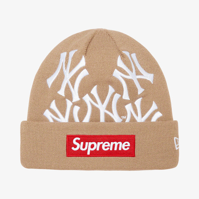 Supreme x MLB New York Yankees x New Era Beanie 'Box Logo' Tan (FW21) - SOLE SERIOUSS (1)