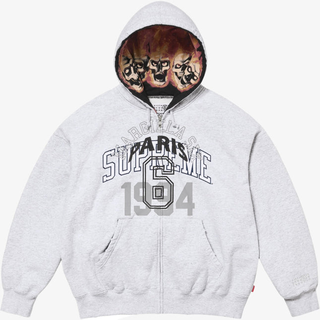 Supreme x MM6 Maison Margiela Zip-Up Hooded Sweatshirt Ash Grey (SS24) - SOLE SERIOUSS (1)