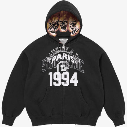 Supreme x MM6 Maison Margiela Zip-Up Hooded Sweatshirt Black (SS24) - SOLE SERIOUSS (1)