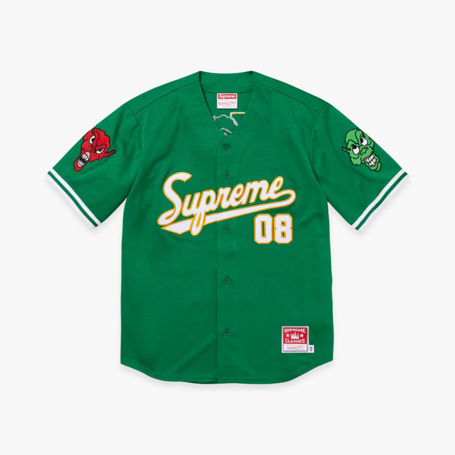 Supreme x Mitchell & Ness Baseball Jersey 'Downtown Hell' Green (FW23) - SOLE SERIOUSS (1)