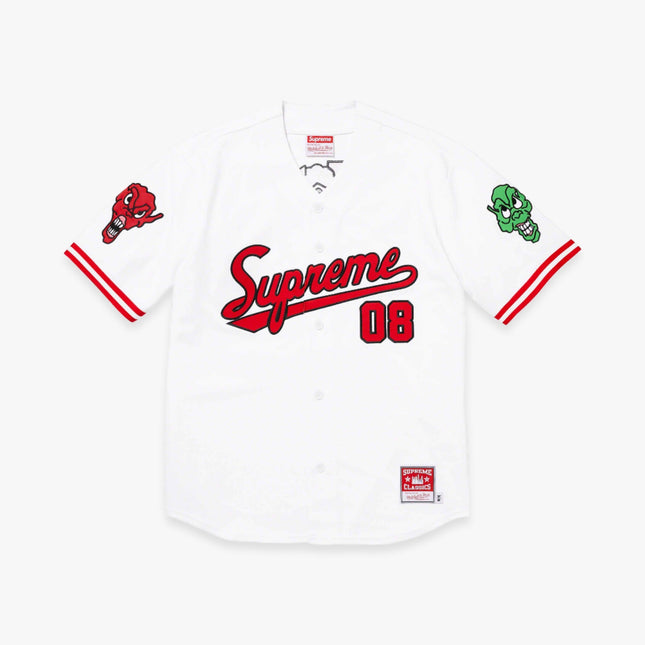 Supreme x Mitchell & Ness Baseball Jersey 'Downtown Hell' White (FW23) - SOLE SERIOUSS (1)