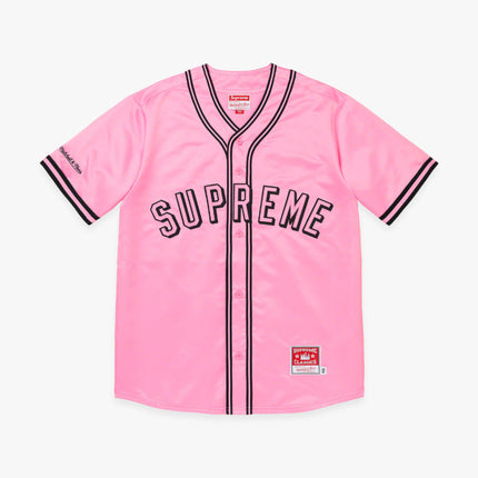 Supreme x Mitchell & Ness Satin Baseball Jersey Pink (SS23) - SOLE SERIOUSS (1)