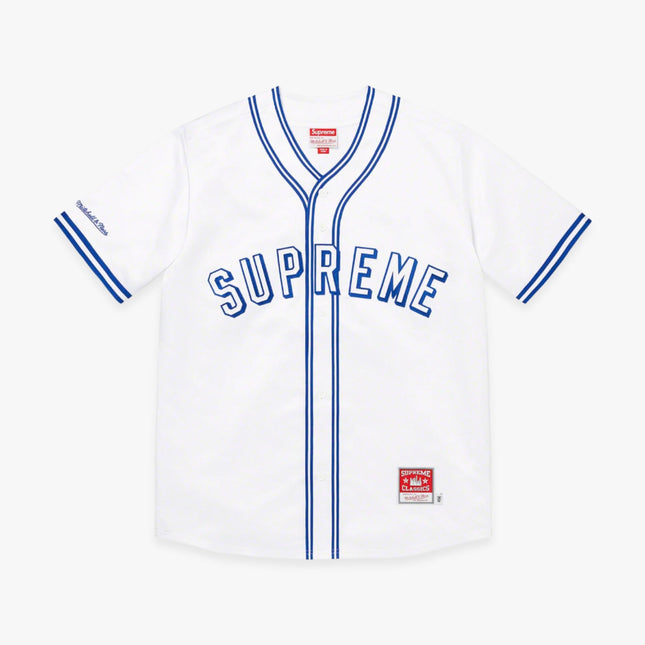 Supreme x Mitchell & Ness Satin Baseball Jersey White (SS23) - SOLE SERIOUSS (1)