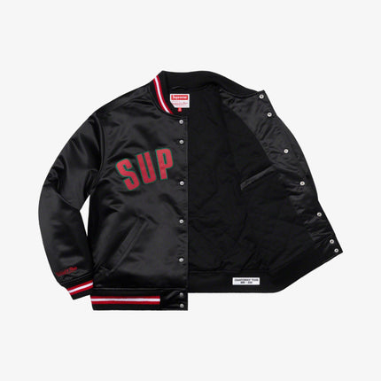 Supreme x Mitchell & Ness Satin Varsity Jacket Black (SS21) - SOLE SERIOUSS (2)