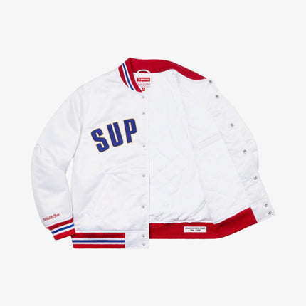 Supreme x Mitchell & Ness Satin Varsity Jacket White (SS21) - SOLE SERIOUSS (2)