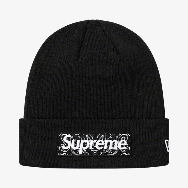 Supreme x New Era Beanie 'Bandana Box Logo' Black (FW19) - SOLE SERIOUSS (1)