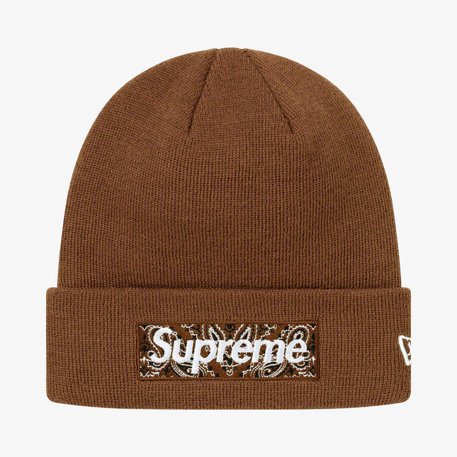 Supreme x New Era Beanie 'Bandana Box Logo' Dark Brown (FW19) - SOLE SERIOUSS (1)