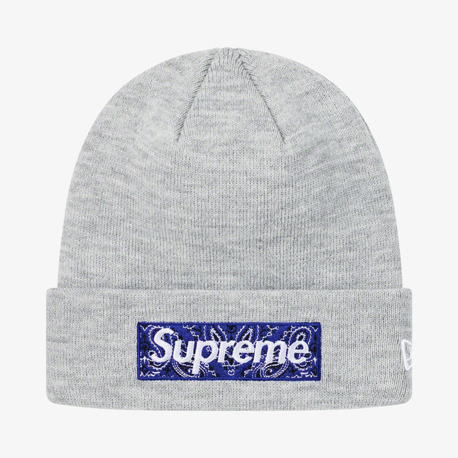 Supreme x New Era Beanie 'Bandana Box Logo' Heather Grey (FW19) - SOLE SERIOUSS (1)