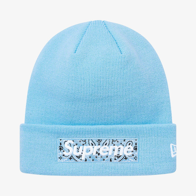 Supreme x New Era Beanie 'Bandana Box Logo' Light Blue (FW19) - SOLE SERIOUSS (1)