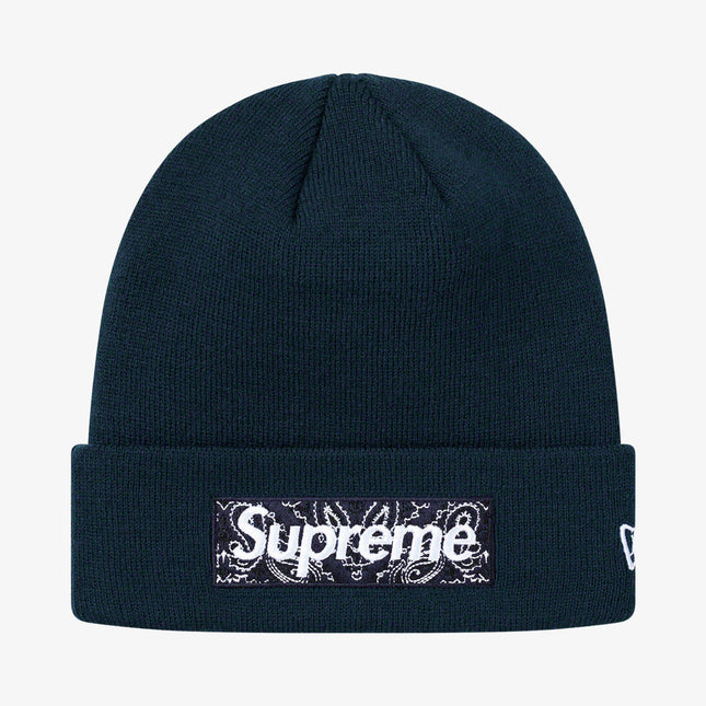 Supreme x New Era Beanie 'Bandana Box Logo' Navy (FW19) - SOLE SERIOUSS (1)