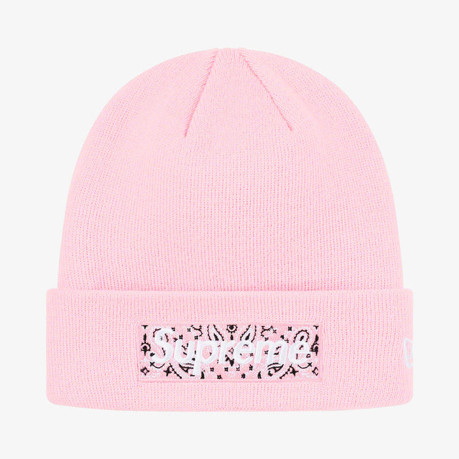 Supreme x New Era Beanie 'Bandana Box Logo' Pink (FW19) - SOLE SERIOUSS (1)