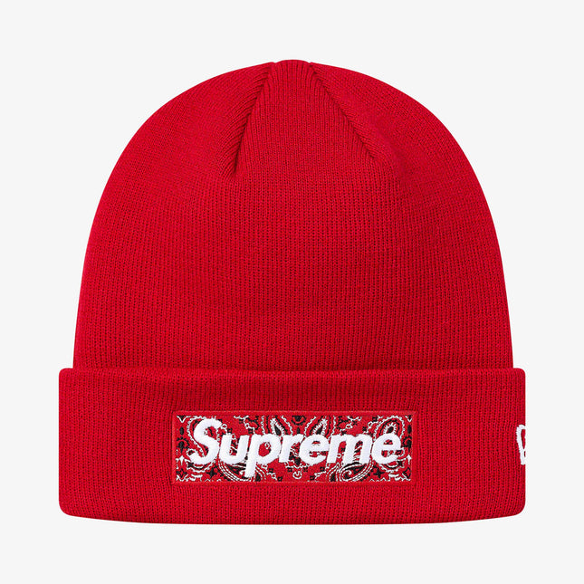 Supreme x New Era Beanie 'Bandana Box Logo' Red (FW19) - SOLE SERIOUSS (1)