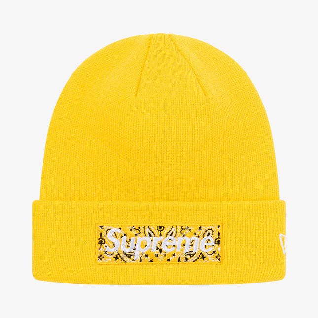 Supreme x New Era Beanie 'Bandana Box Logo' Yellow (FW19) - SOLE SERIOUSS (1)